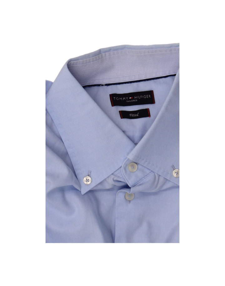 TOMMY HILFIGER Mens Fitted Shirt Size 44 XL Blue
