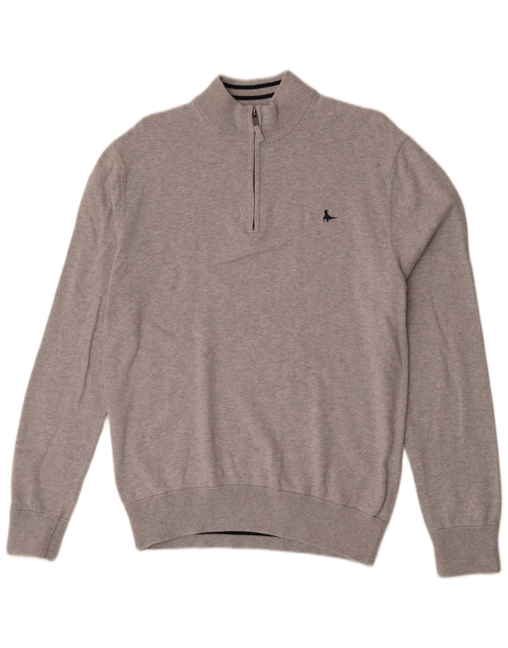 Jack Wills Herre Zip Neck Jumper Sweater Stor Grå Bomuld