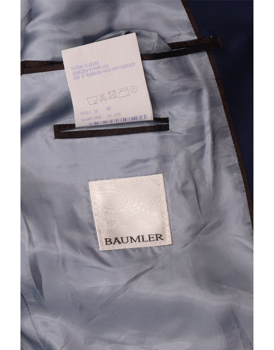 Baumler Herre 2-knap 2-delt jakkesæt IT 52 XL W38 L29 Marineblå Virgin Wool