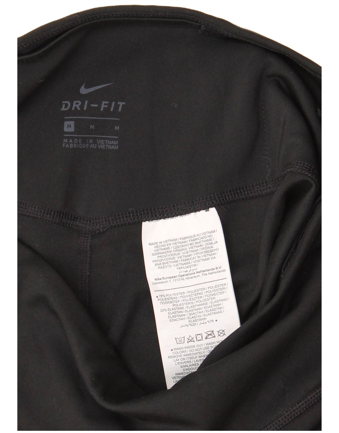 Nike Dame Dri Fit Grafiske Capri Leggings UK 12 Medium Sort Polyester