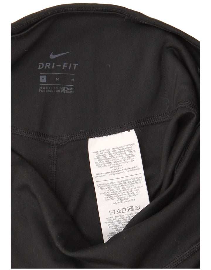 Nike Dame Dri Fit Grafiske Capri Leggings UK 12 Medium Sort Polyester