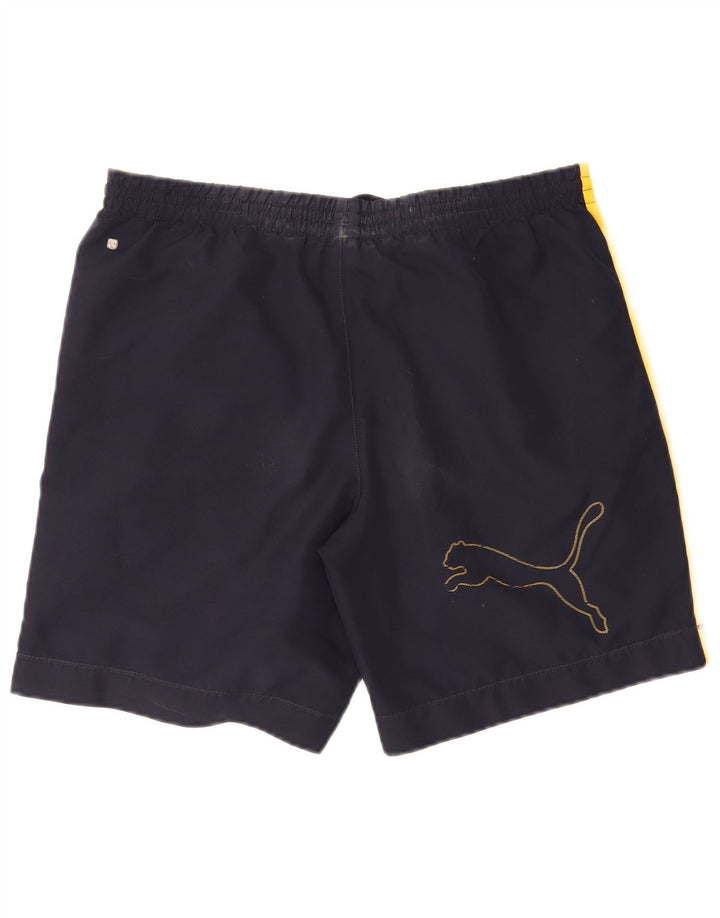 Puma Herre grafiske svømmeshorts Medium Navy Blue Colourblock
