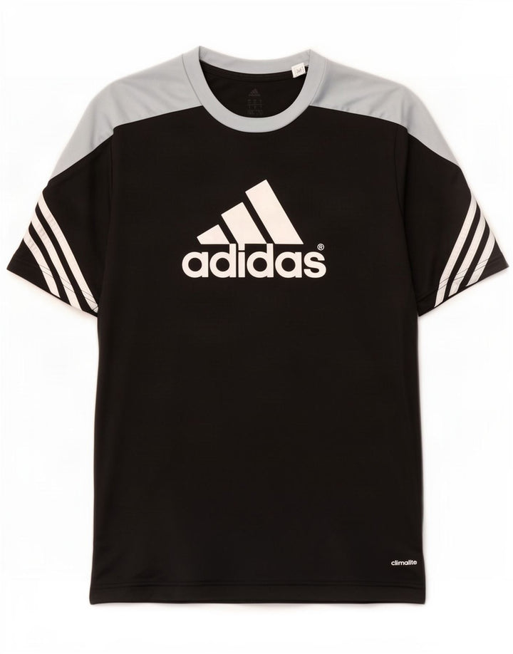 Adidas Herre Climalite Grafisk T-Shirt Top Stor Sort Colourblock Polyester