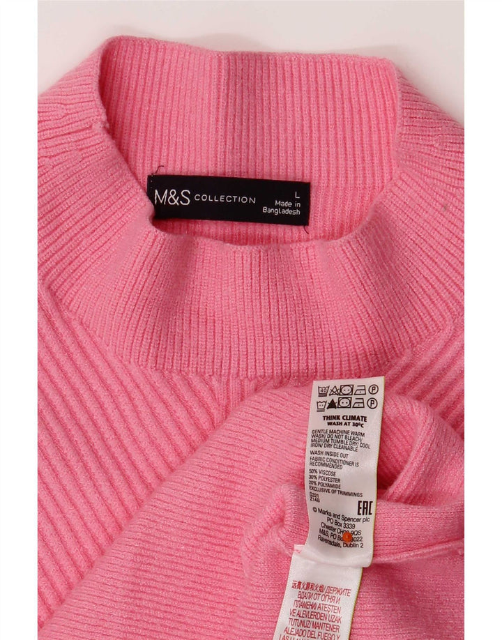 Marks & Spencer Dame Turtle Neck Jumper Sweater UK 16 Large Pink Viscose