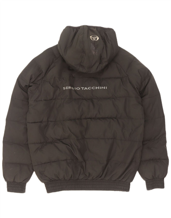 Sergio Tacchini Herre grafisk polstret jakke UK 38 Medium Sort Polyester