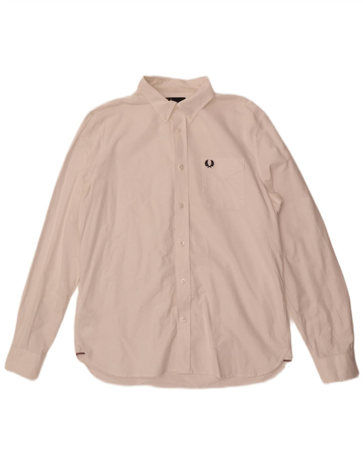 Fred Perry herreskjorte stor hvid bomuld