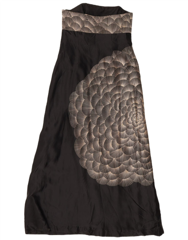 Monsoon kvinders abstrakt mønster Maxi stropløs kjole UK 12 Medium Black