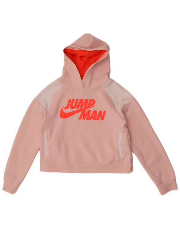 Jordan Girls Crop Graphic Hoodie Jumper 12-13 år Large Pink Colourblock