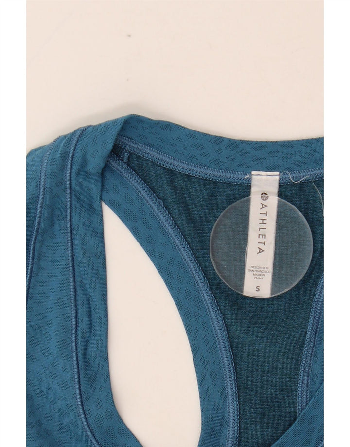ATHLETA Damevest Top UK 8 Lille blå plettet nylon