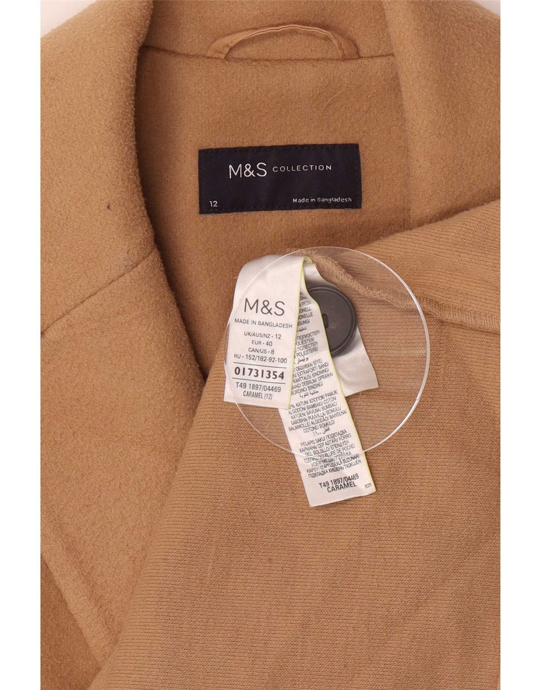 Marks & Spencer Dameoverfrakke UK 12 Medium Brun Polyester