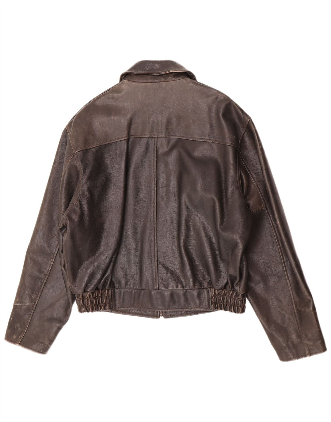 VINTAGE Læderjakke til mænd UK 38 Medium Brun Læder