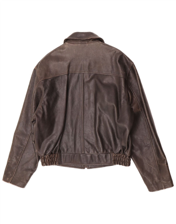 VINTAGE Læderjakke til mænd UK 38 Medium Brun Læder