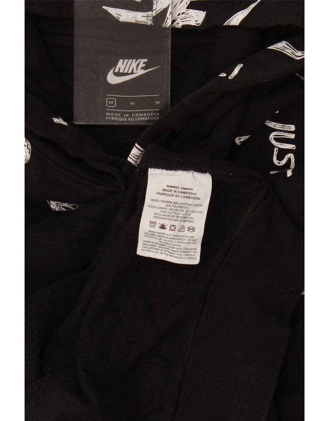 Nike grafisk hættetrøje til mænd mellem sort bomuld