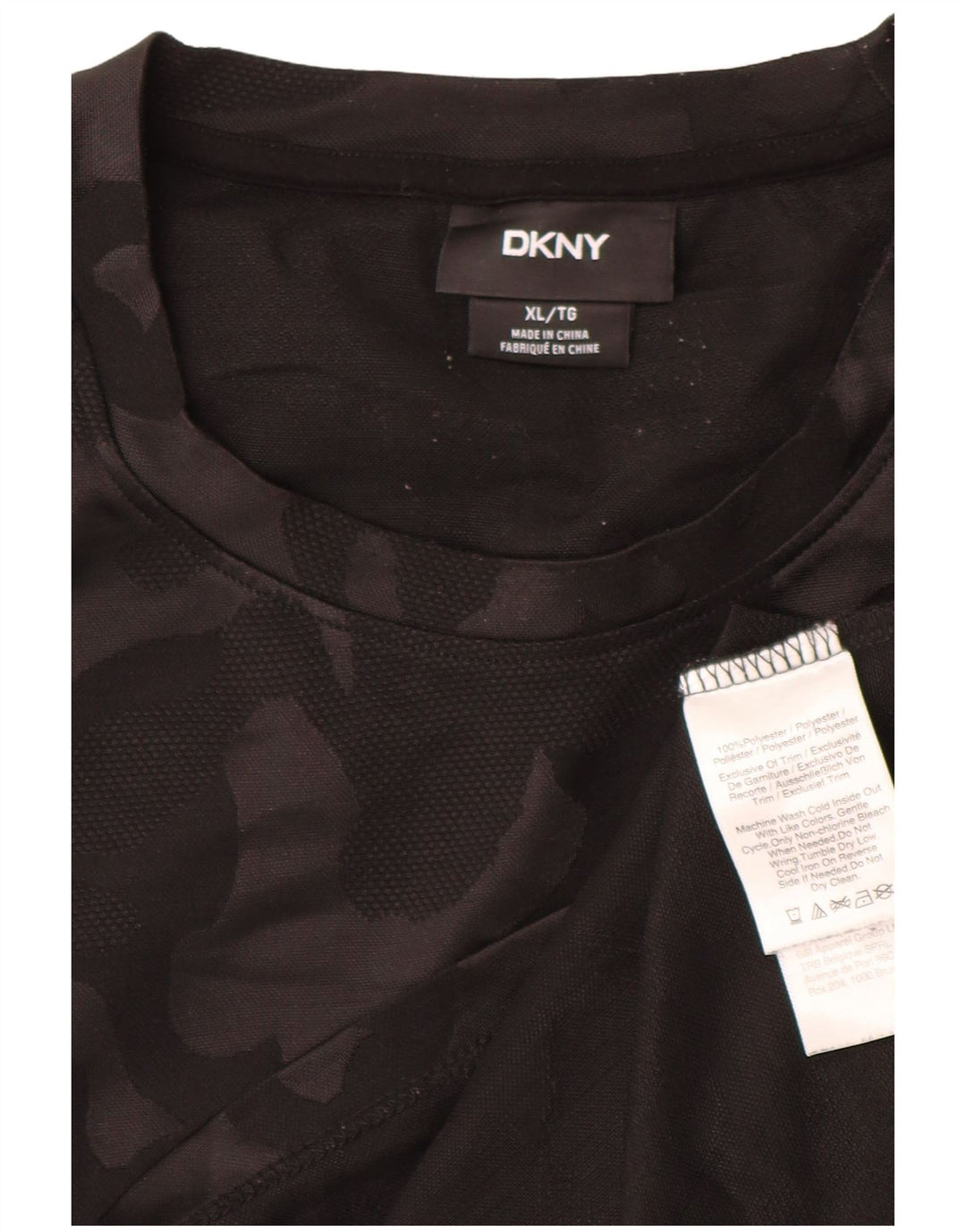 DKNY Herre T-Shirt Top XL Sort Camouflage Polyester
