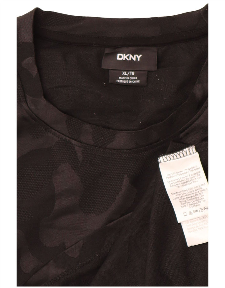 DKNY Herre T-Shirt Top XL Sort Camouflage Polyester