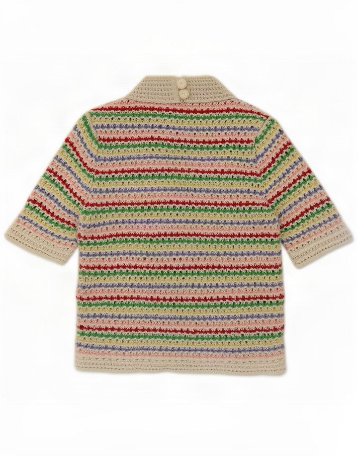 Zara Hæklet Crop Top UK 12 Medium Flerfarvet Stribet Bomuld