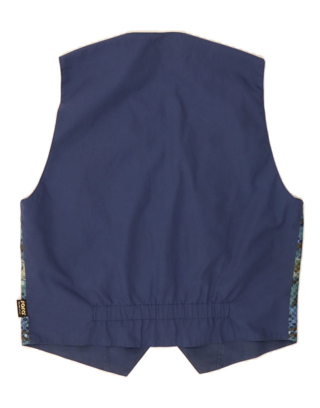 VINTAGE Womens Waistcoat UK 14 Medium Navy Blue Geometric Cotton Vintage Vintage and Second-Hand Vintage from Messina Hembry 