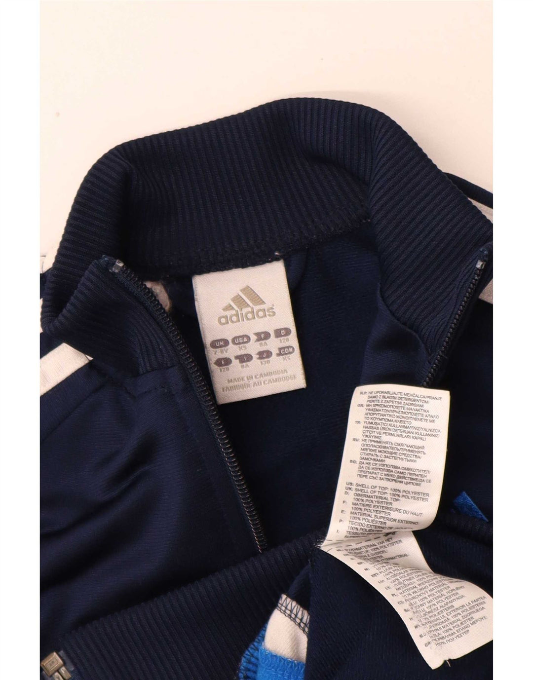 Adidas Træningsdragt Topjakke til drenge 7-8 år Navy Blue Colourblock Polyester