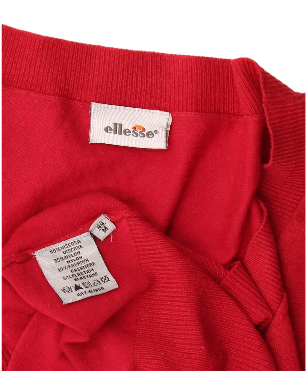 Ellesse Dame V-hals sweater UK 12 Medium Rød Viscose