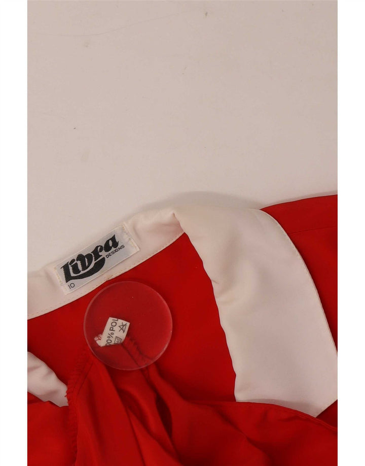 Libra Dame 3/4-ærmet skjortebluse UK 10 Small Red Colourblock Polyester