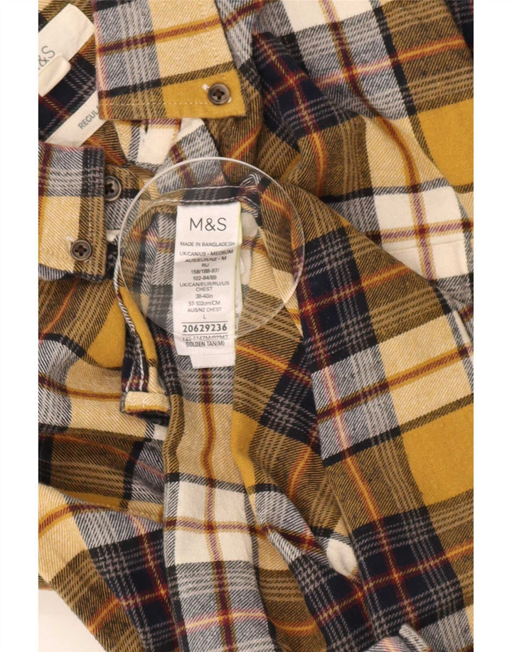 Marks & Spencer Herre Regular Fit Flanelskjorte Medium gul ternet bomuld