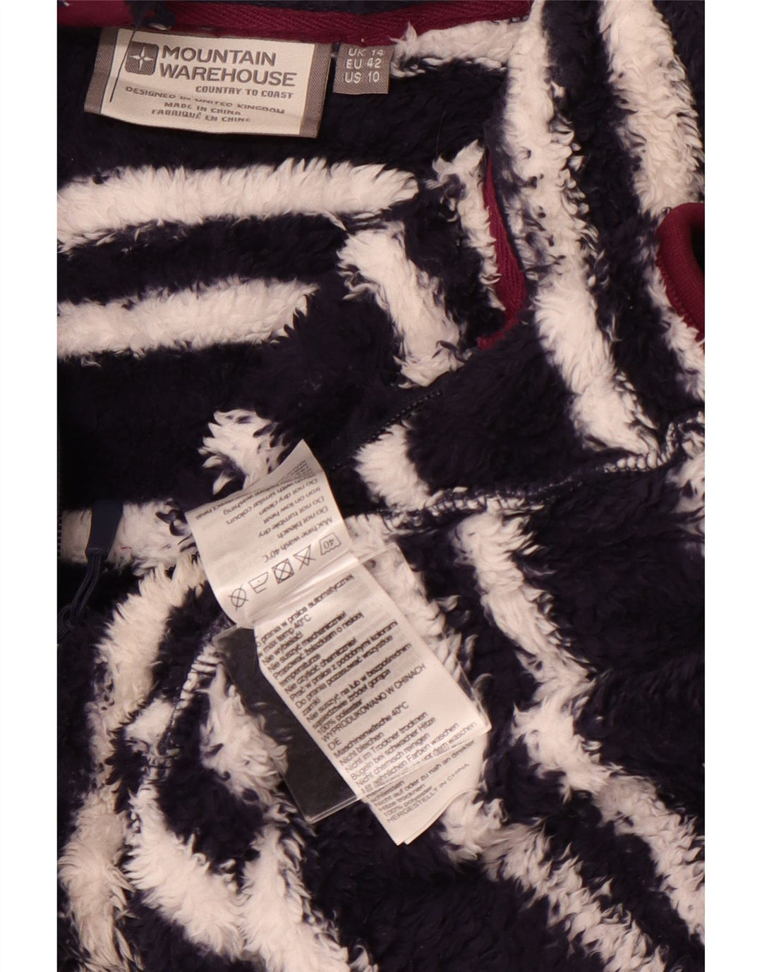 MOUNTAIN WAREHOUSE Fleecetrøje til kvinder UK 14 Stor marineblå stribet