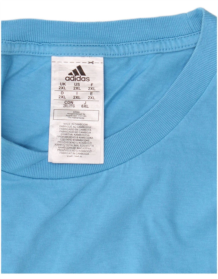Adidas Herre T-Shirt Top 2XL Blå Bomuld