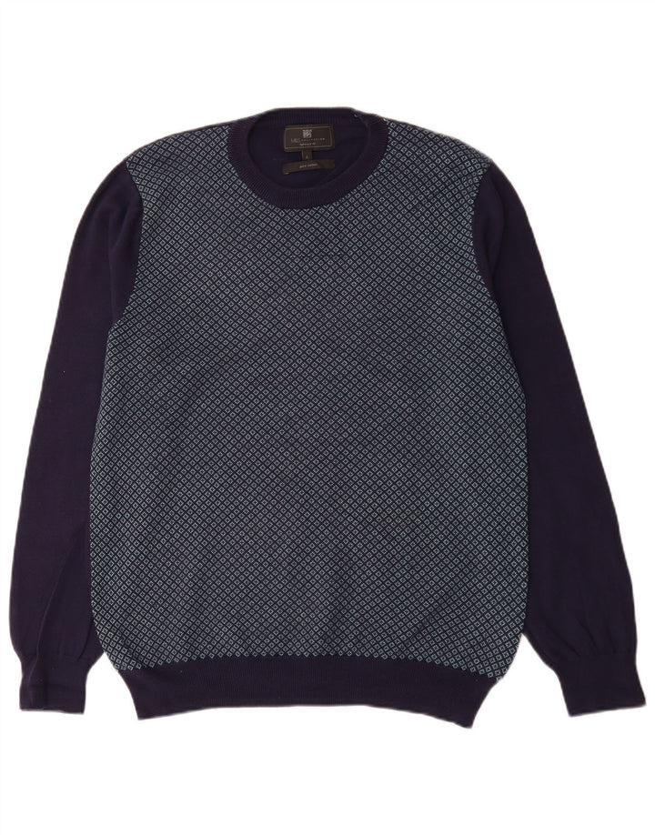 Marks & Spencer herre skræddersyet pasform rund hals sweater stor marineblå