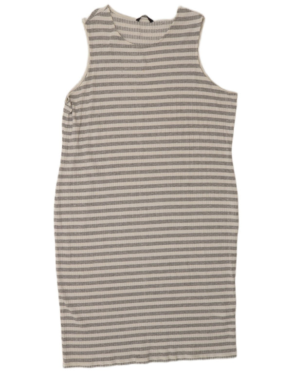 Marks & Spencer Dame Ærmeløs Bodycon Kjole UK 22 3XL Gråstribet