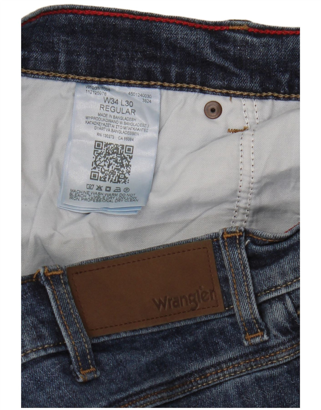 Wrangler Herre Regular Straight Jeans W34 L30 Blå Bomuld