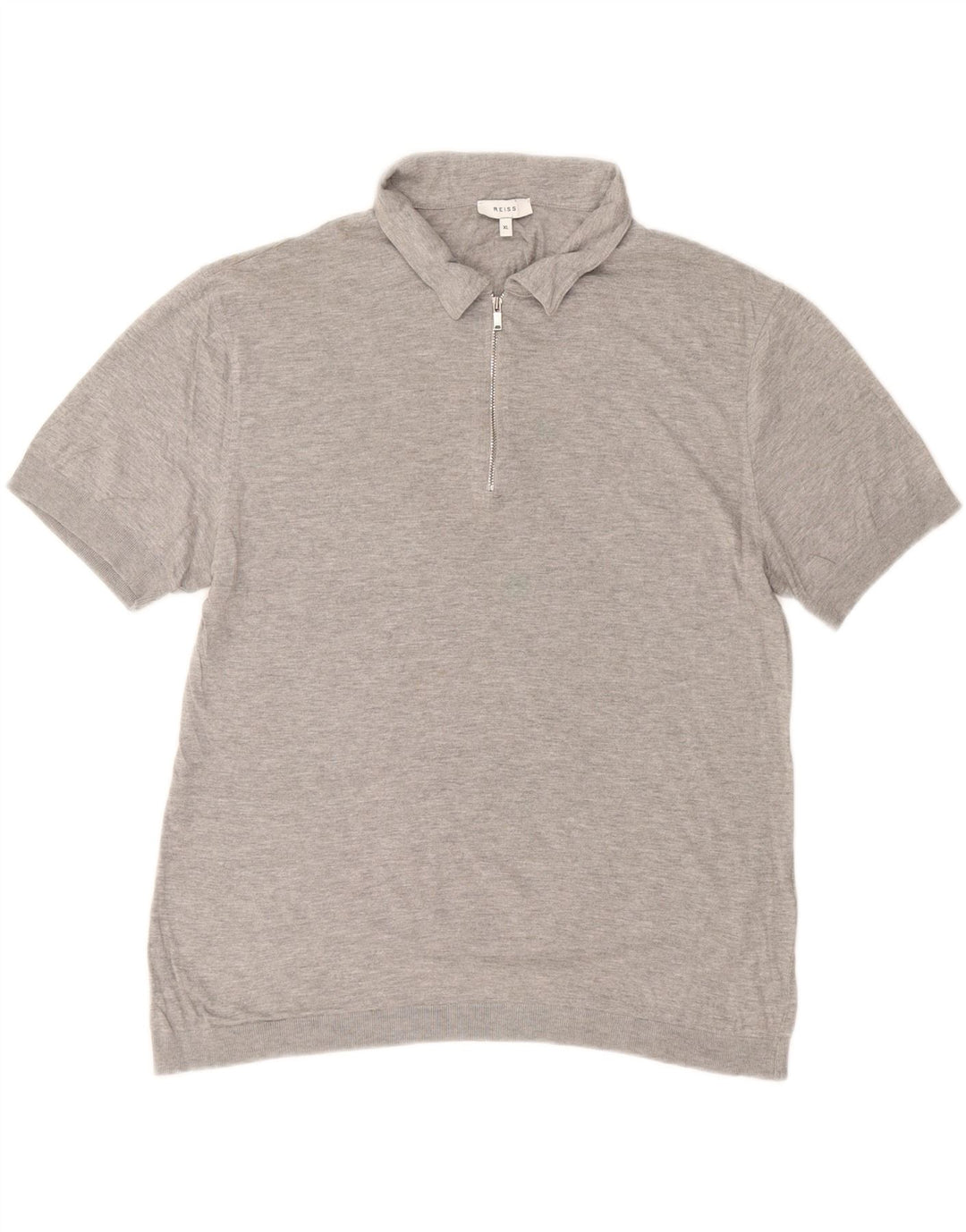 REISS Mens Polo Shirt XL Grey Flecked Cotton