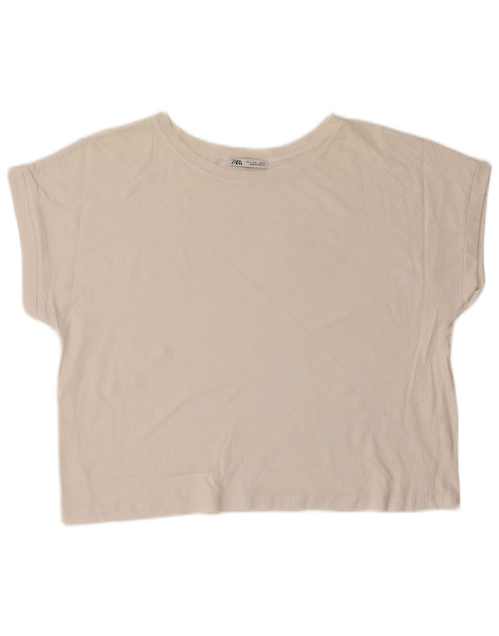 Zara Womens Crop T-Shirt Top UK 16 Large White