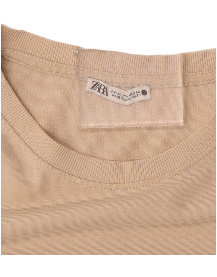 Zara Dame T-Shirt Top UK 18 XL Beige