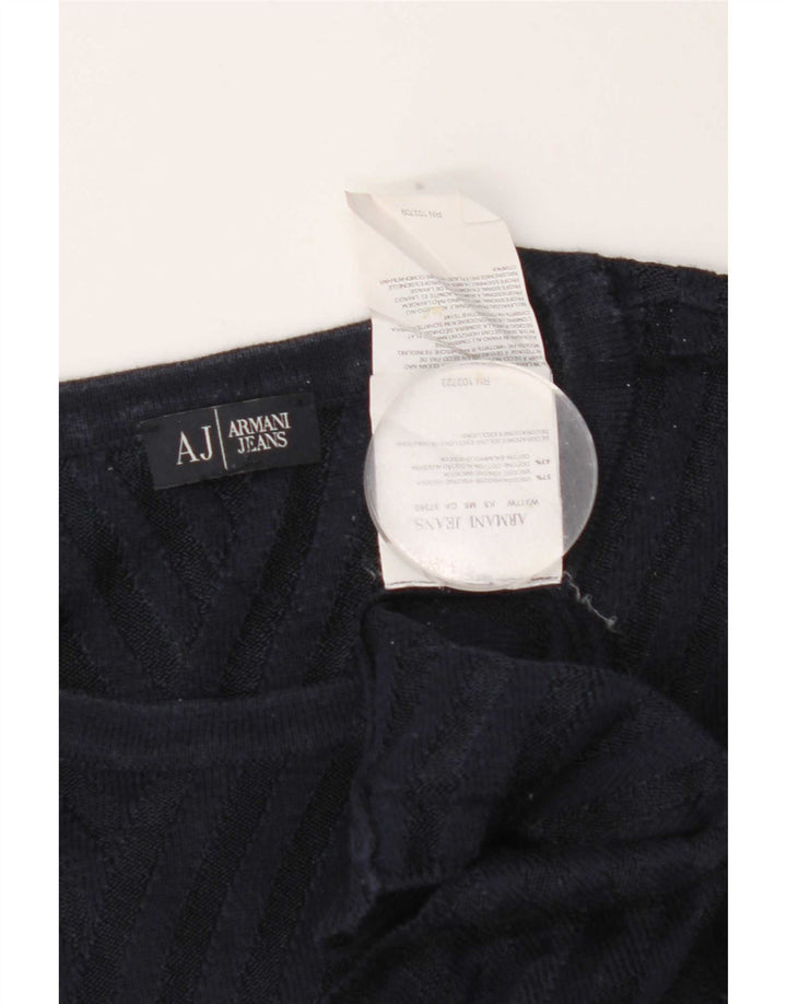 Armani Jeans Dame Top Langærmet UK 16 Large Navy Blue Viscose
