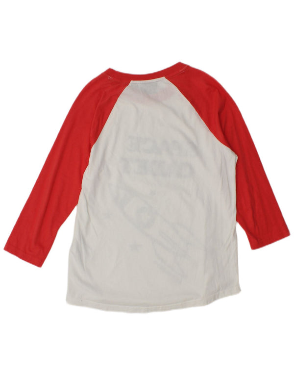 Superdry Womens Grafisk Top 3/4 ærme UK 8 Small White Colourblock Bomuld