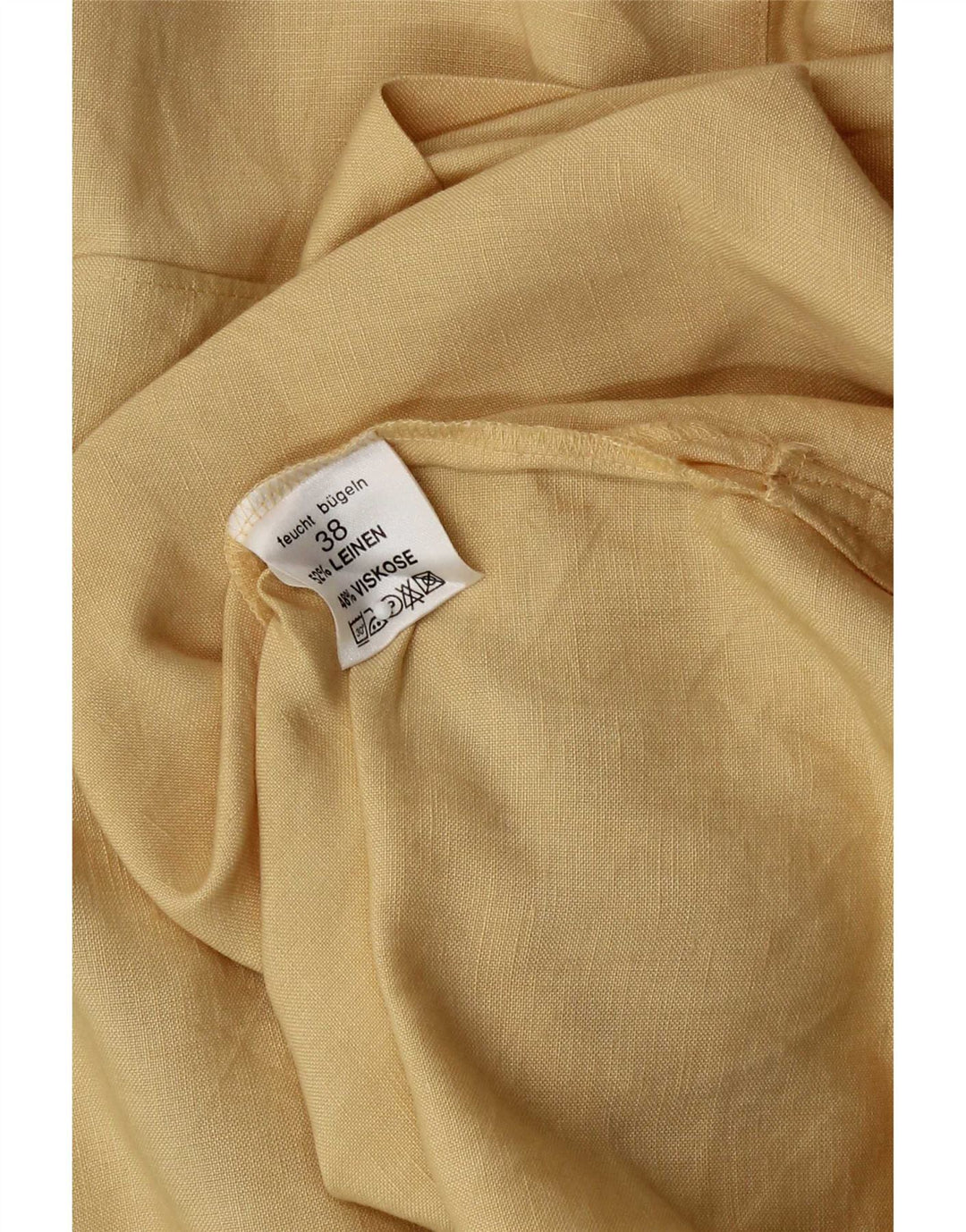 Vintage langærmet langærmet skjorte til kvinder EU 38 Medium Yellow Linen