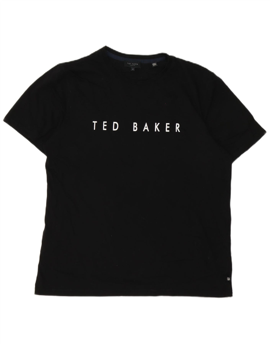 Ted Baker Herre Grafisk T-Shirt Top Størrelse 4 Stor Sort Bomuld