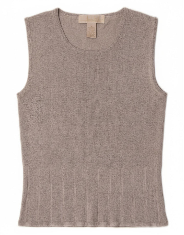 NICOLE MILLER Womens Crop Vest Tank Top UK 12 Medium Grey Rayon