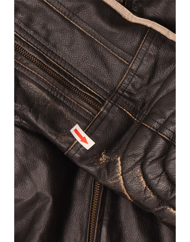 Mission Womens Moto Racer Læderjakke UK 40 Stor sortstribet læder