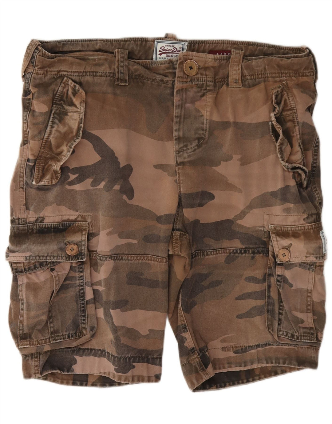 Superdry Herre Cargo Shorts Large W36 Brun Camouflage Bomuld