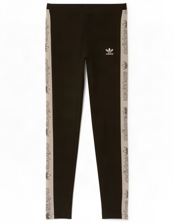 Adidas Womens Graphic Leggings UK 10 Small Khaki Colourblock Cotton