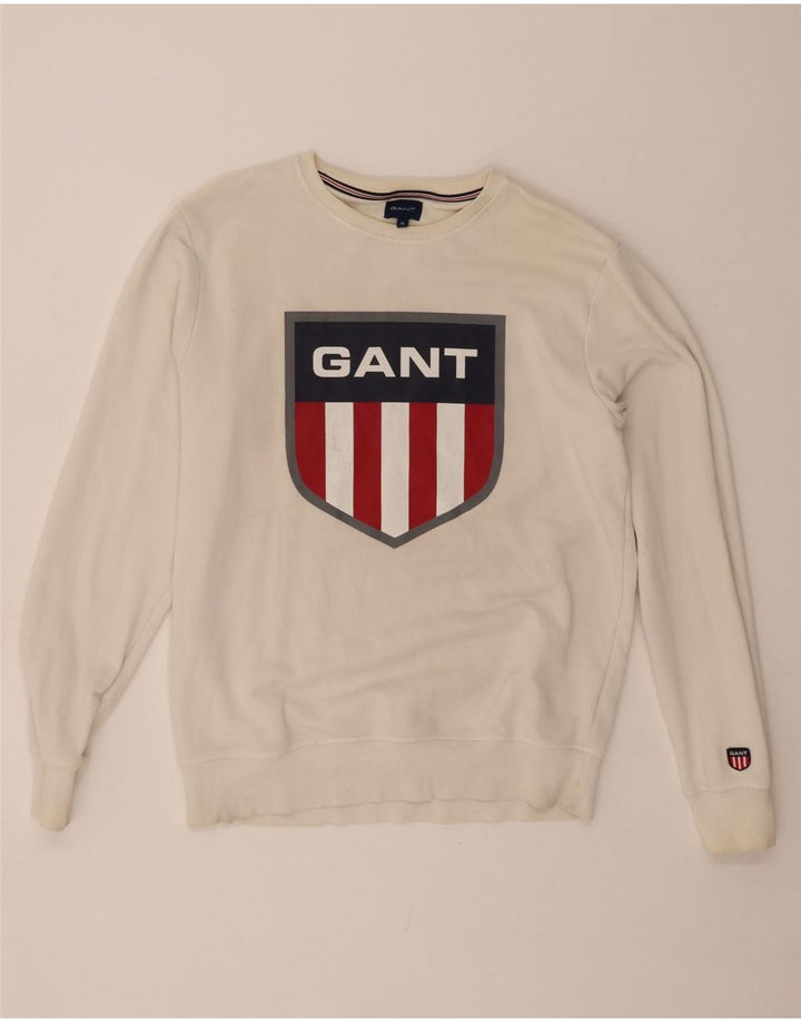 GANT Mens Graphic Sweatshirt Jumper XL White Cotton