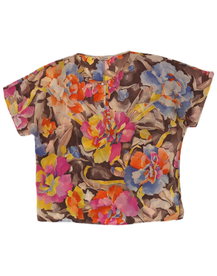 Vintage bluse til kvinder IT 46 Stor flerfarvet blomsteracetat