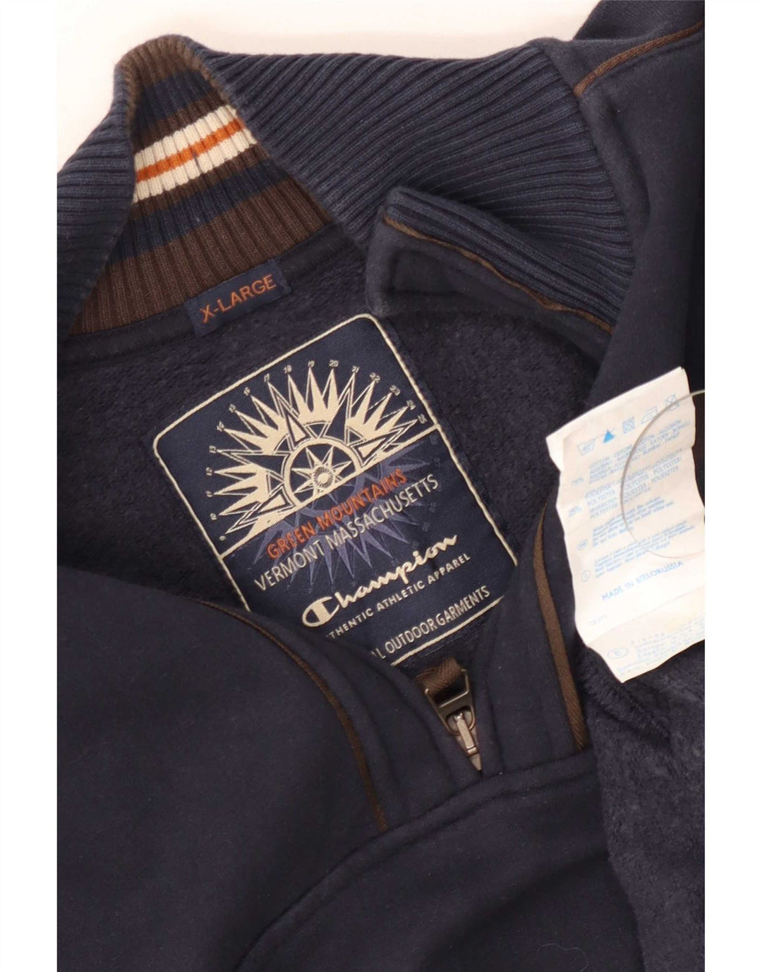Champion Herre Zip Neck Sweatshirt Jumper XL Navy Blue Bomuld
