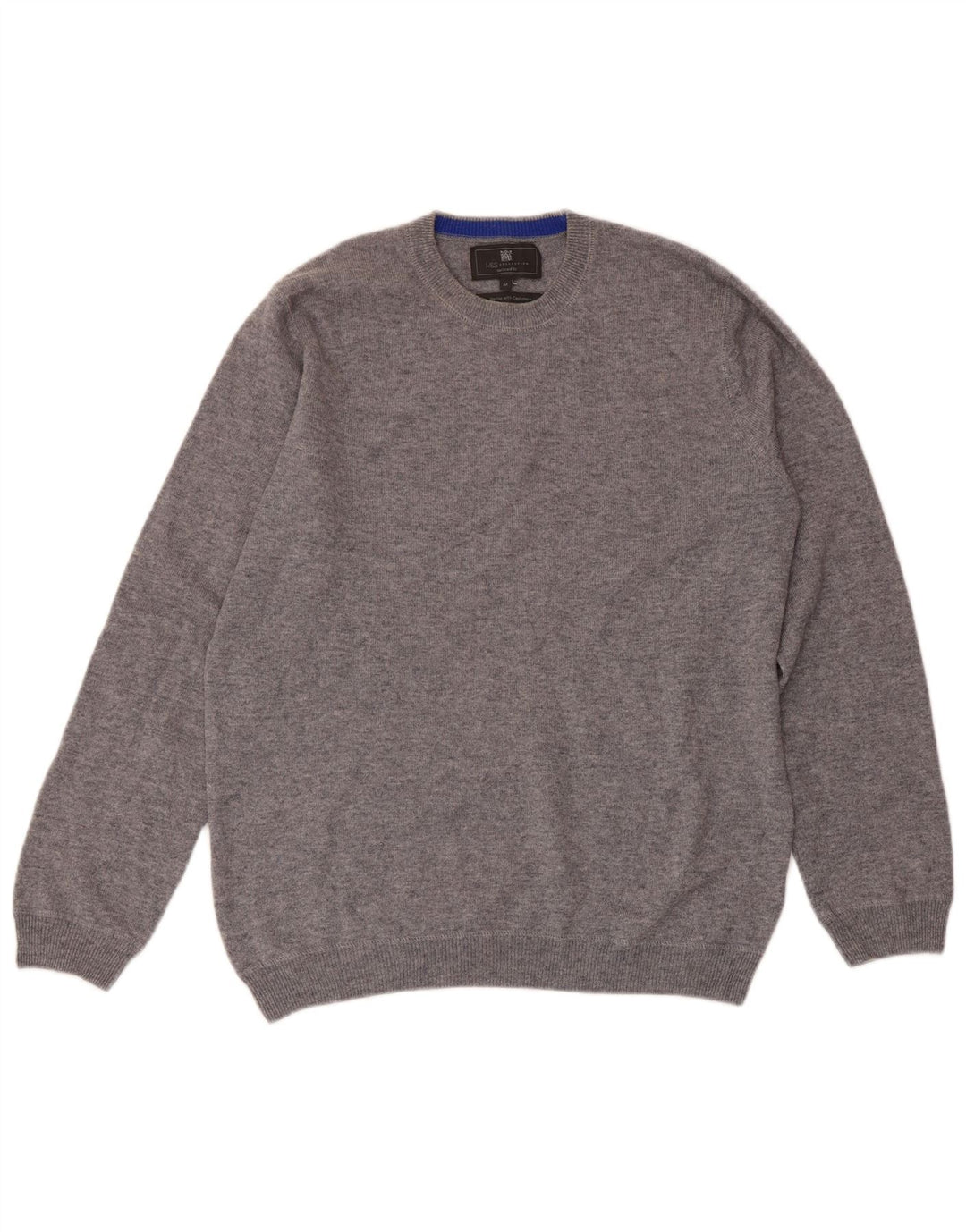 MARKS & SPENCER Herre skræddersyet pasform med rund hals sweater mellemgrå