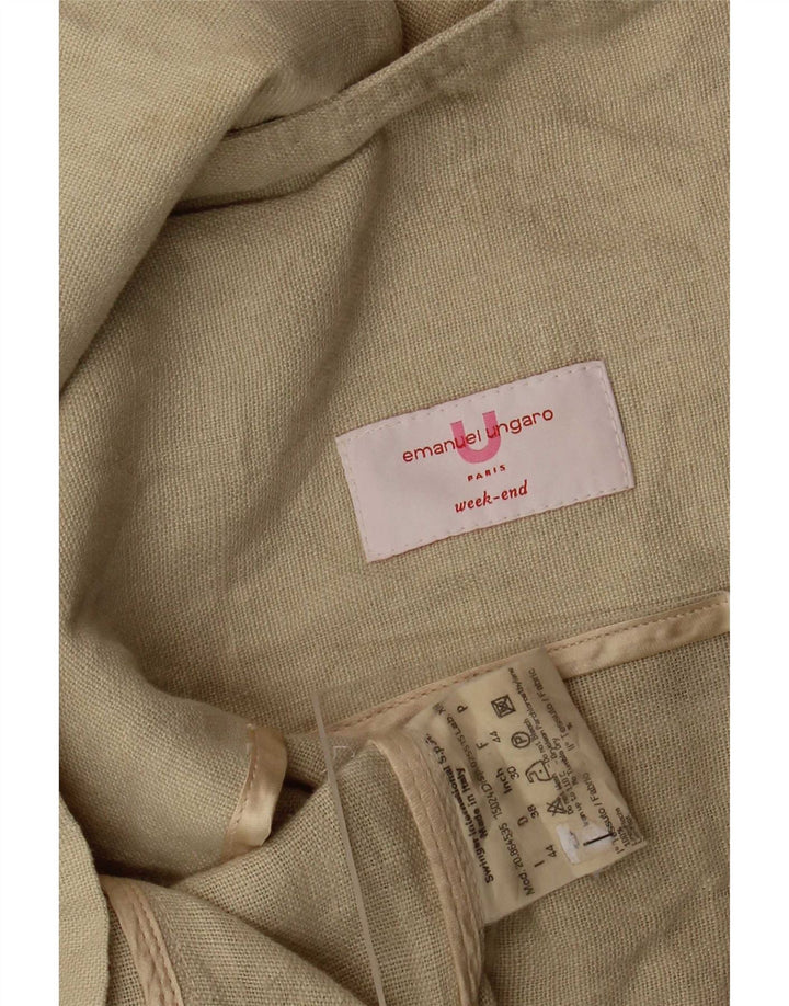 Emanuel Ungaro Womens Utility Jacket IT 44 Medium Beige Linen