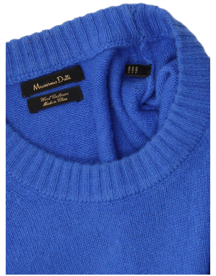 Massimo Dutti Herre Crew Neck Jumper Sweater Large Blue Wool
