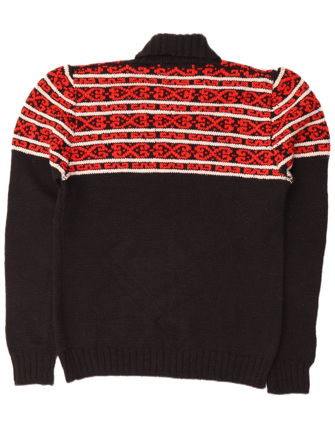 Vintage Herre rullehals sweater Medium Black Fair Isle