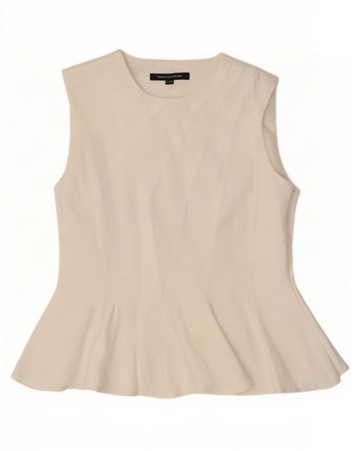 French Connection Dame ærmeløs bluse Top UK 12 Medium White Viscose