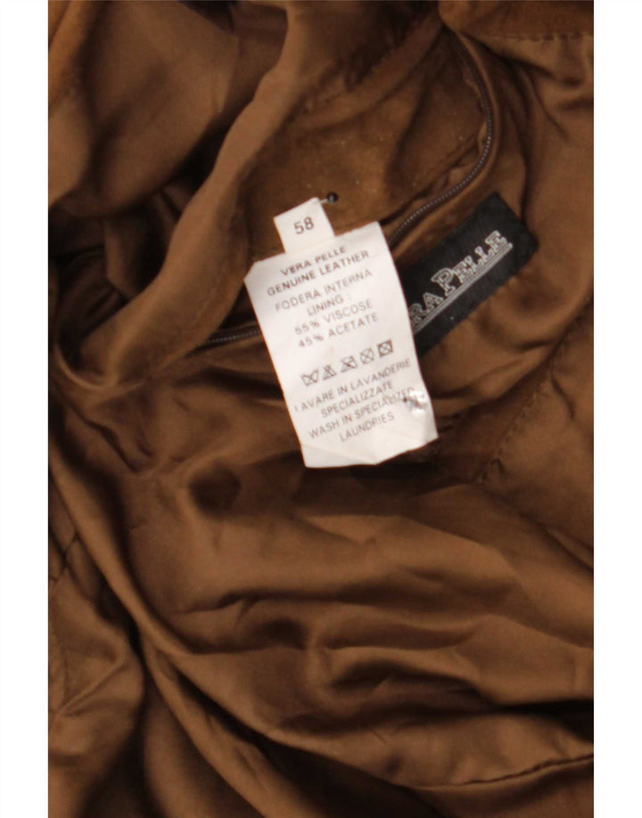 Vintage herre ruskind bomberjakke IT 58 4XL brunt læder